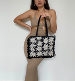 Maya Beaded Shoulder Bag - Black & Ivory