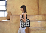 Maya Beaded Shoulder Bag - Black & Ivory