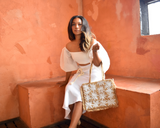 Maya Beaded Shoulder Bag - Beige & Ivory