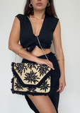 Nina Beaded Handbag - Cream & Black