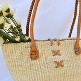 Kenya Bag with Leather Handles - Cream