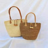 Kenya Bag with Leather Handles - Cream