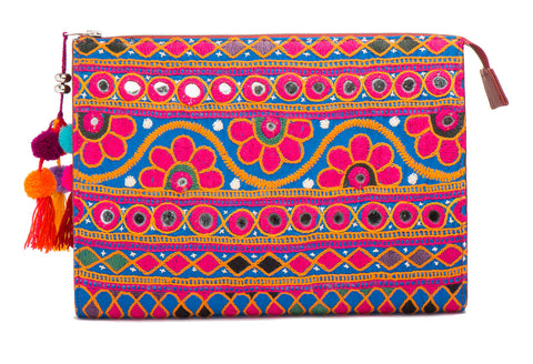 Selena Large Embroidered Clutch - Leela - LUCINE