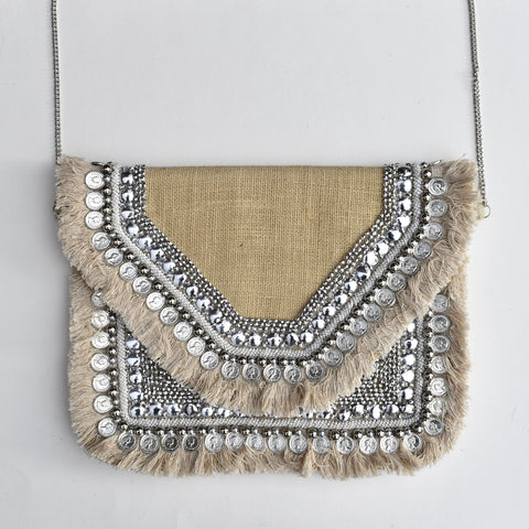 Alia Beaded Handbag - Cream