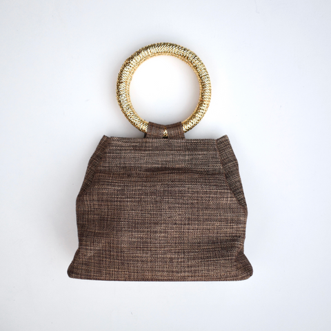 Gina Ring Handle Bag  - Brown