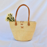 Kenya Bag with Leather Handles - Cream