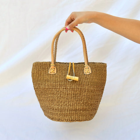 Kenya Bag with Leather Handles - Sand