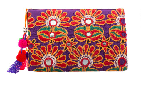 Bella Clutch Handbag - Samaira Pom Poms - LUCINE