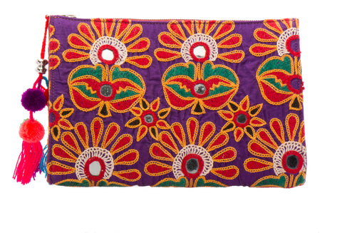 Bella Clutch Handbag - Samaira Pom Poms - LUCINE